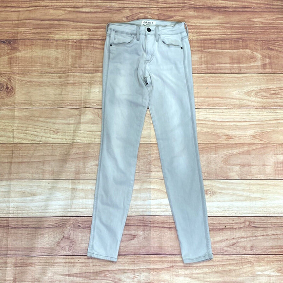 Frame Denim Le High Skinny Light gray Jeans Size 24 Cotton Blend Stretch‎ - Picture 1 of 11